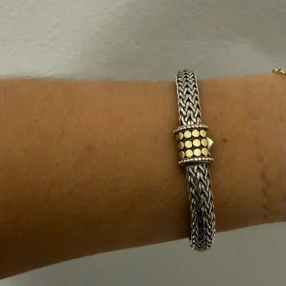 John Hardy Silver and Gold Woven Bracelet
